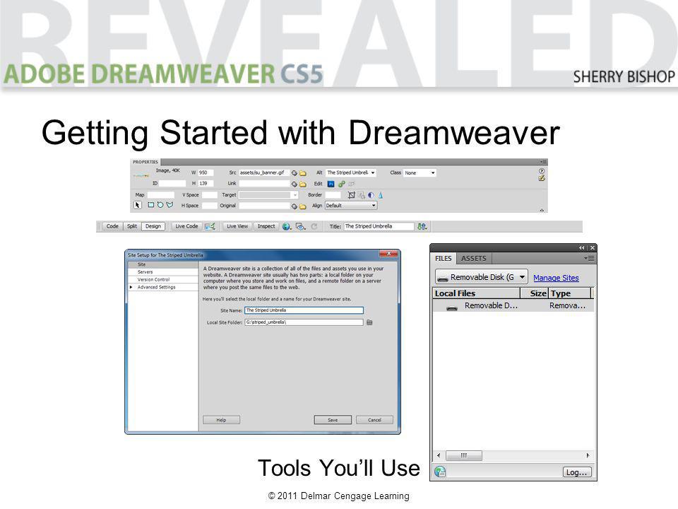 © 2011 Delmar Cengage Learning Getting Started with Dreamweaver Tools Youll Use