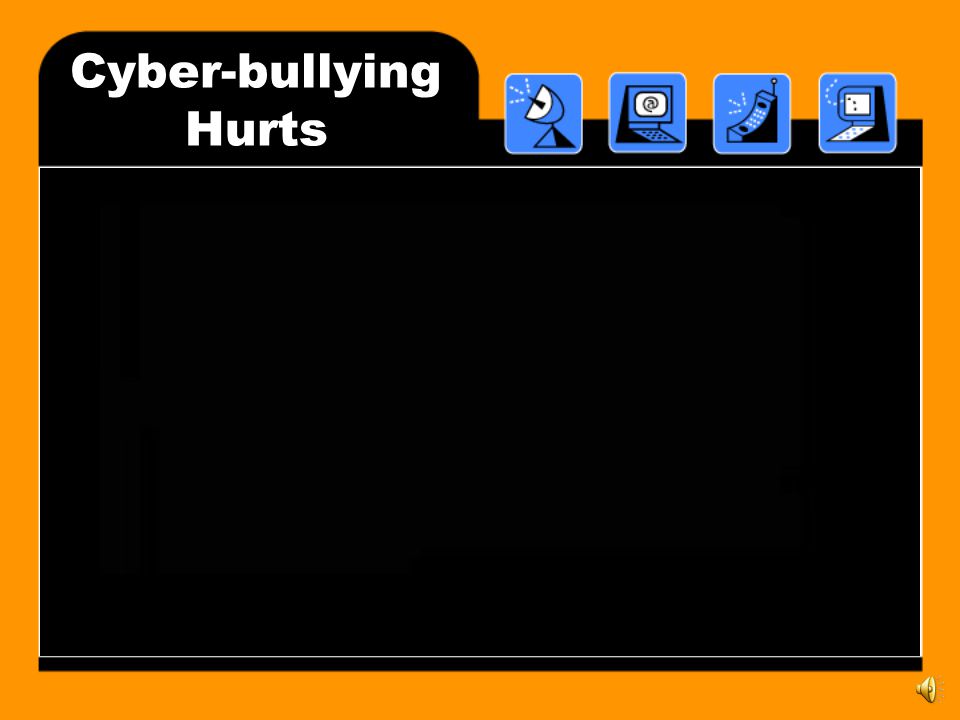 What is Cyber-bullying. Cyber-bullying is hurting someone else through the use of technology.