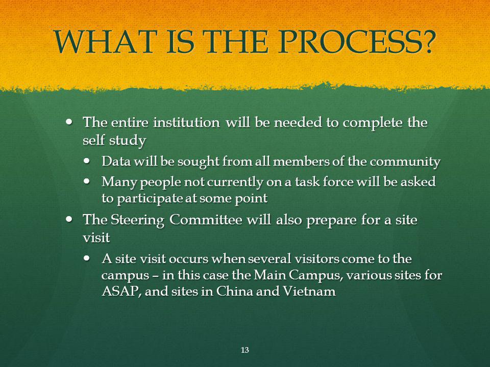 WHAT IS THE PROCESS.
