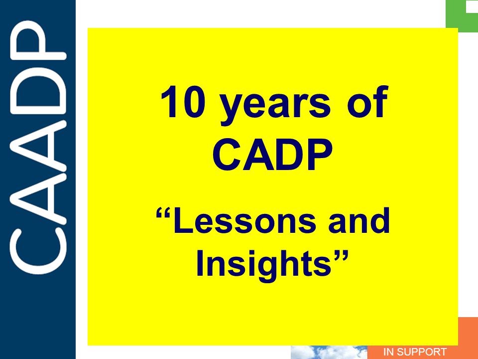 PARTNERSHIP S IN SUPPORT OF CAADP 10 years of CADP Lessons and Insights