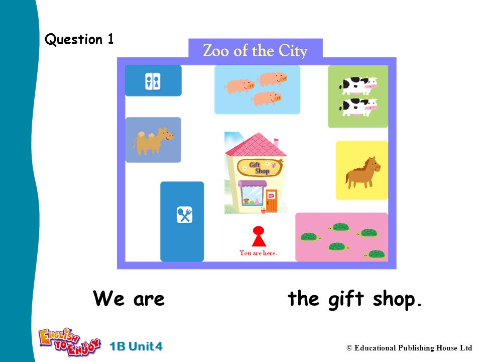 1B Unit 4 © Educational Publishing House Ltd Question 1 We are in front of the gift shop.