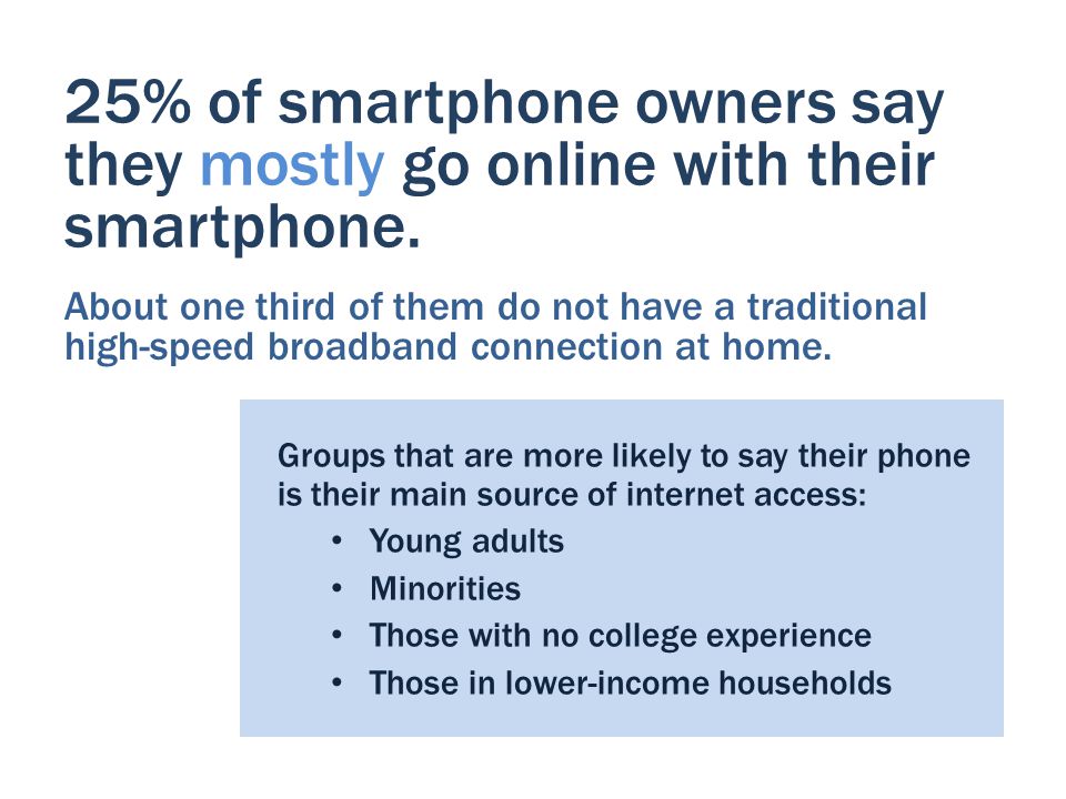 25% of smartphone owners say they mostly go online with their smartphone.
