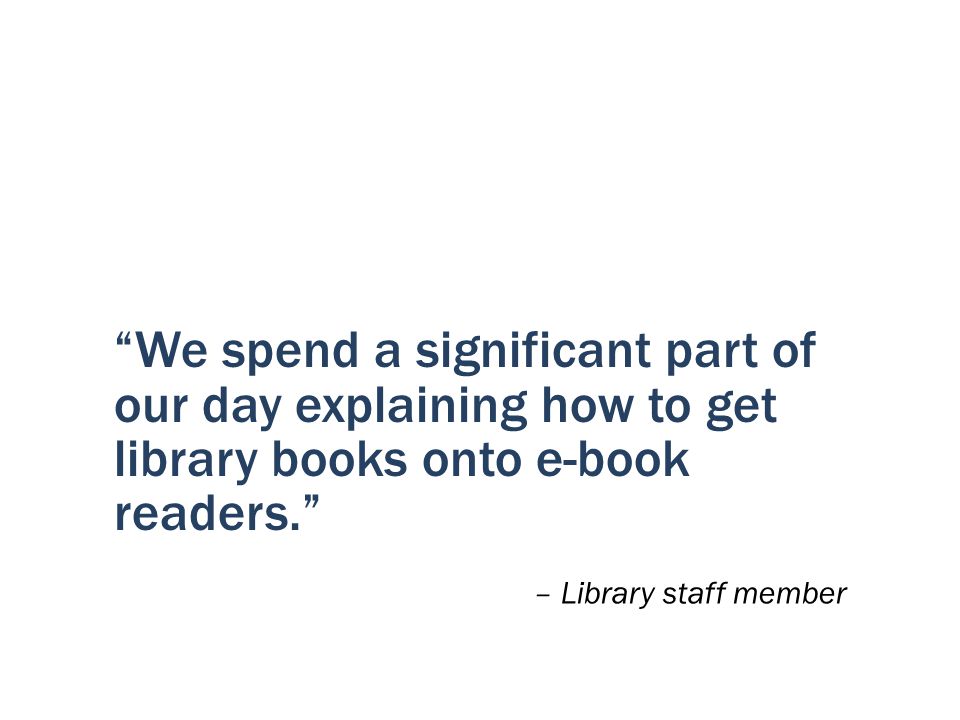 We spend a significant part of our day explaining how to get library books onto e-book readers.