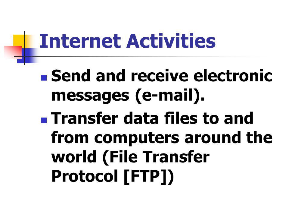 Internet Activities Send and receive electronic messages ( ).