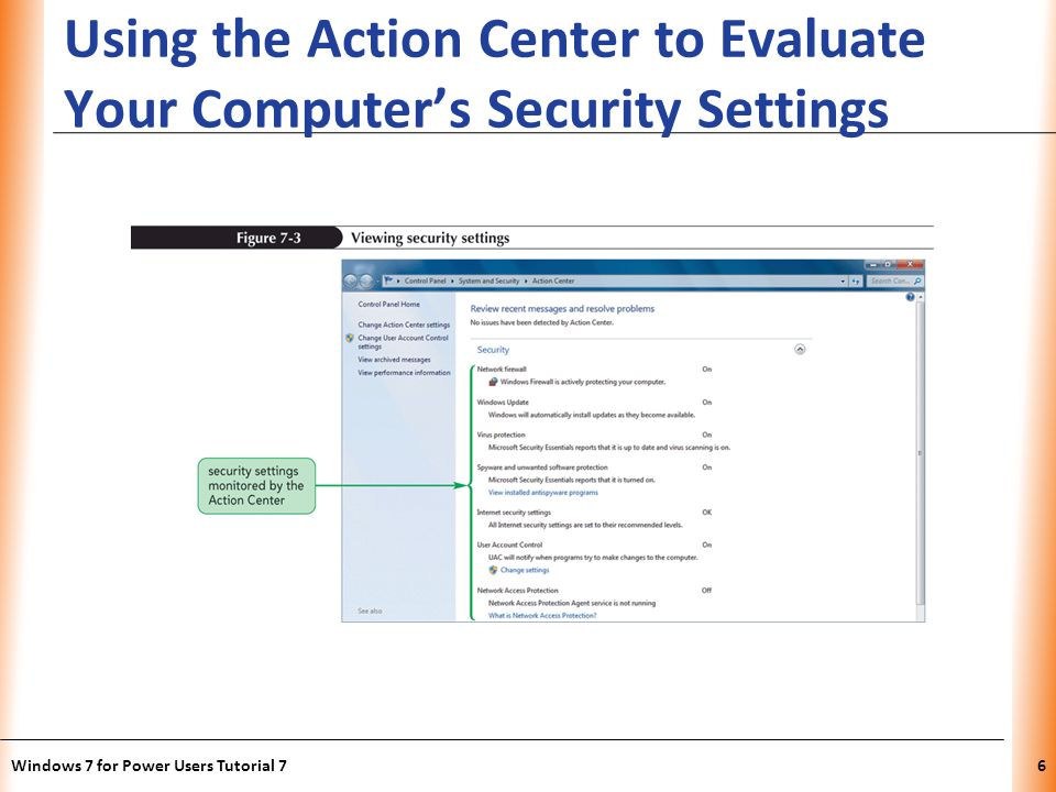 XP Using the Action Center to Evaluate Your Computers Security Settings Windows 7 for Power Users Tutorial 76