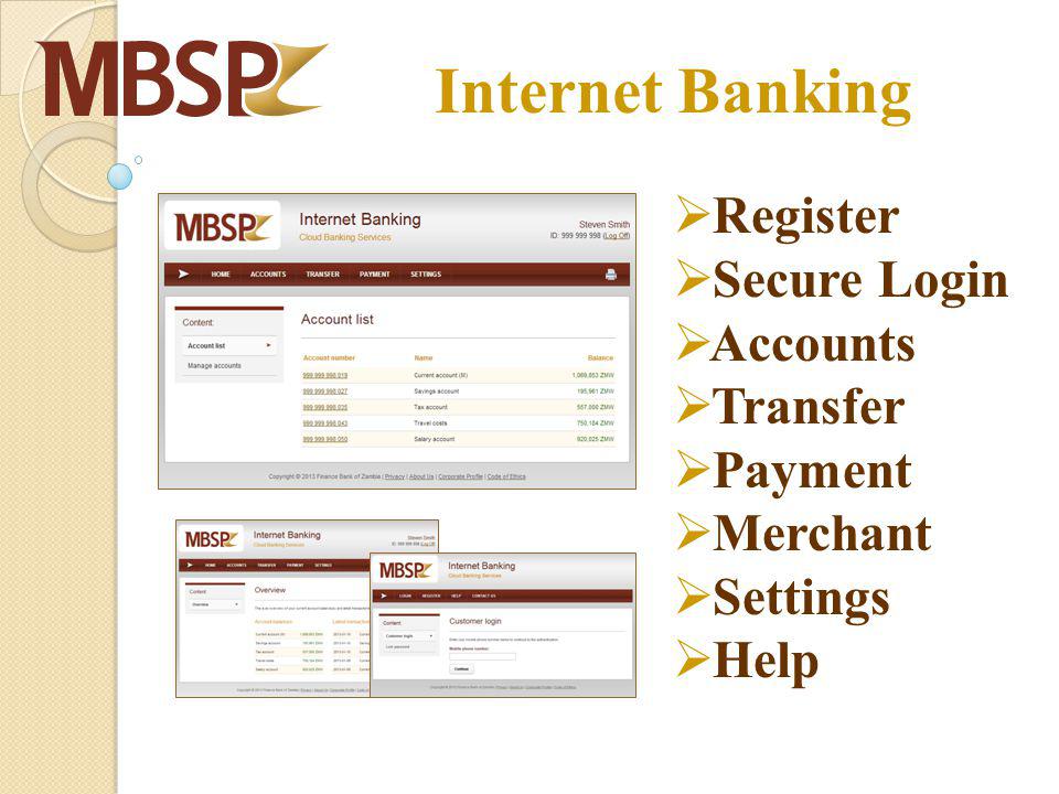 Internet Banking Register Secure Login Accounts Transfer Payment Merchant Settings Help