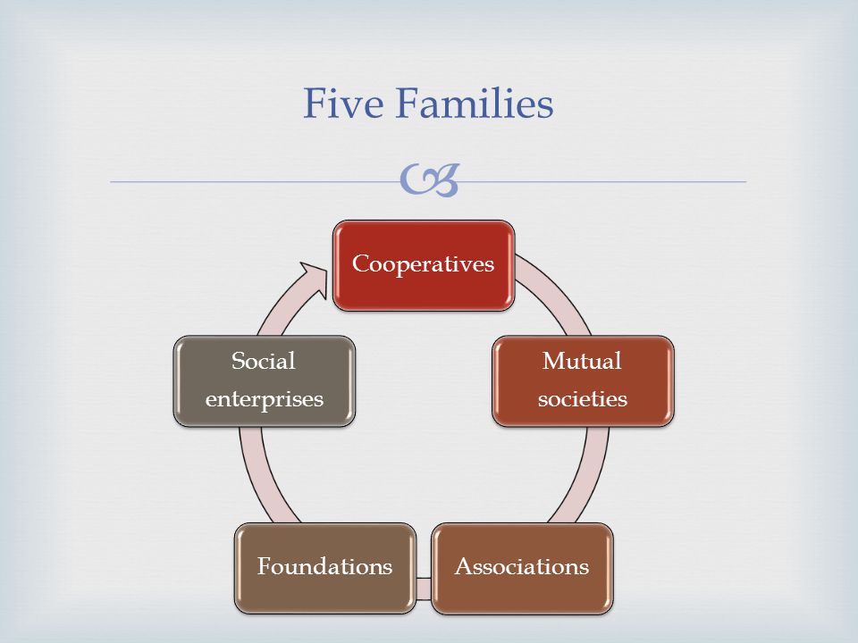 Five Families Cooperatives Mutual societies AssociationsFoundations Social enterprises
