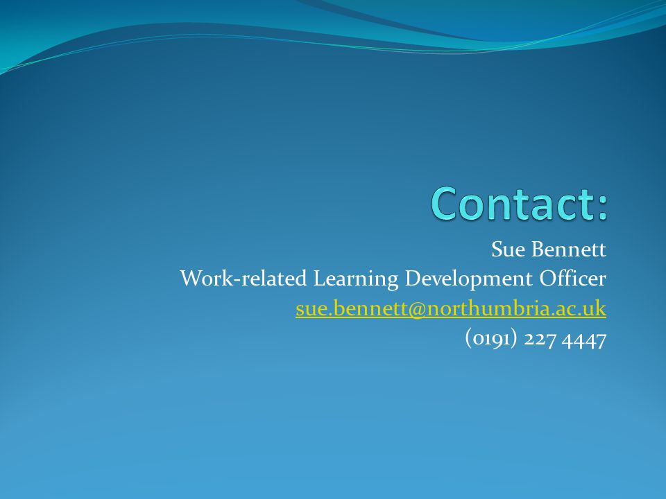 Sue Bennett Work-related Learning Development Officer (0191)