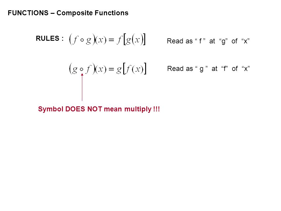 Functions Composite Functions Rules Functions Composite Functions Rules Read As F At G Of X Ppt Download Functions Composite Functions Rules Functions Composite Functions Rules Read As F At G Of X Ppt Download