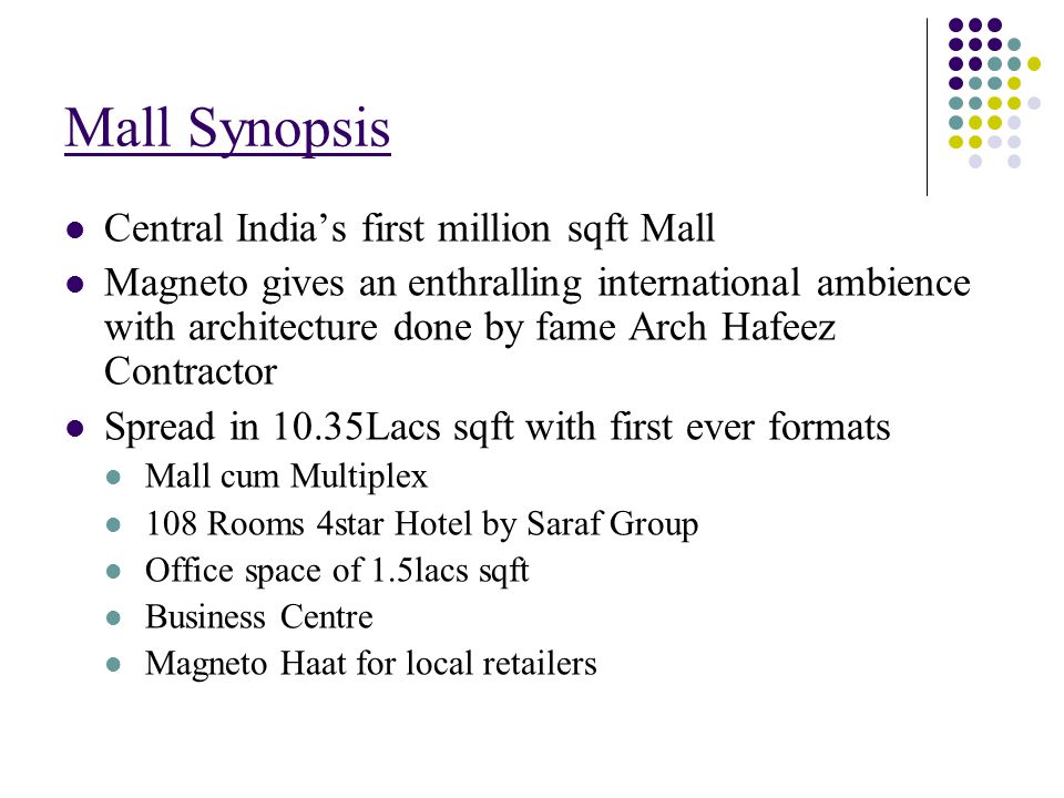 Mall Synopsis Central Indias First Million Sqft Mall Magneto Gives
