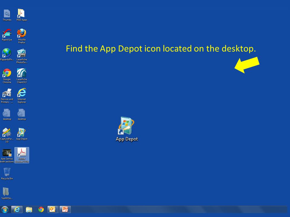Find the App Depot icon located on the desktop.
