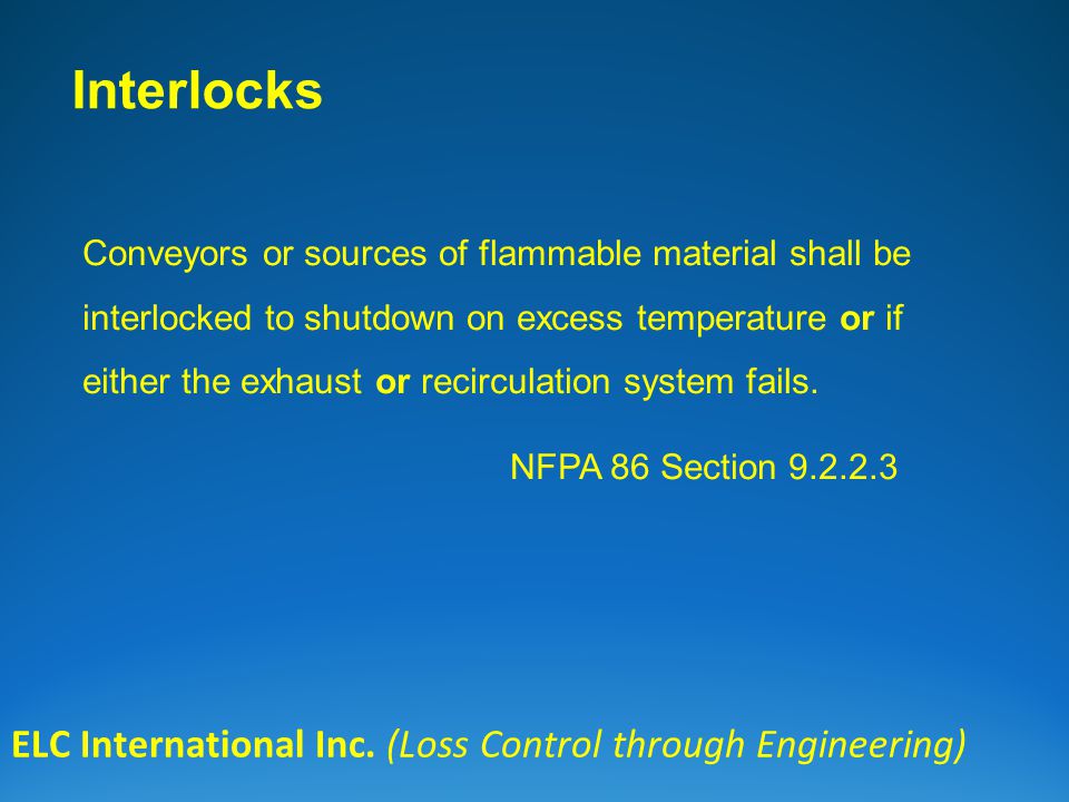 Safety Design Requirements For Class A Ovens ELC