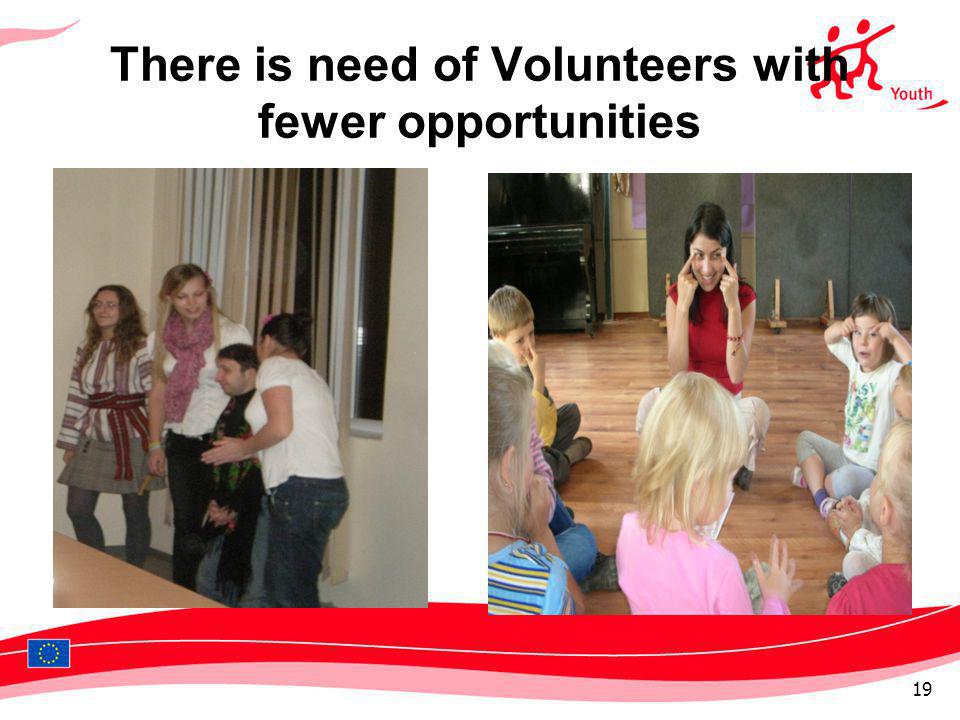 There is need of Volunteers with fewer opportunities 19