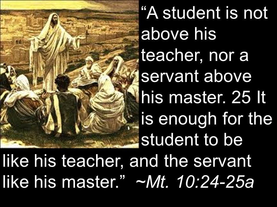 A student is not above his teacher, nor a servant above his master.
