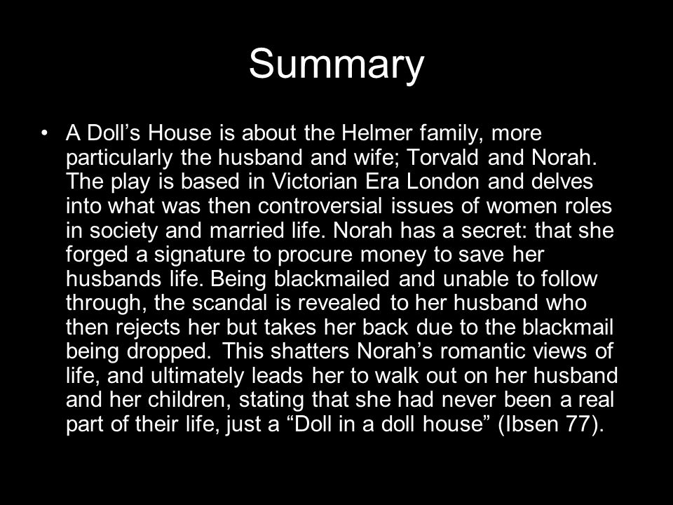 A Doll S House Summary - slide share