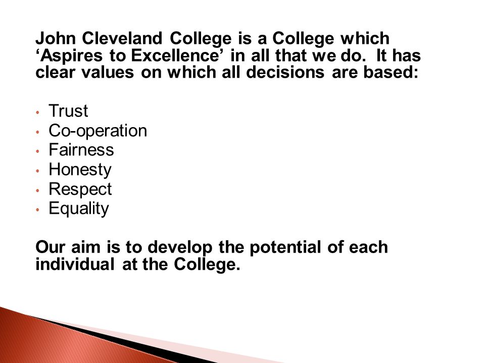 John Cleveland College is a College which Aspires to Excellence in all that we do.