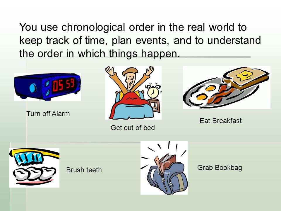 You use chronological order in the real world to keep track of time, plan events, and to understand the order in which things happen.