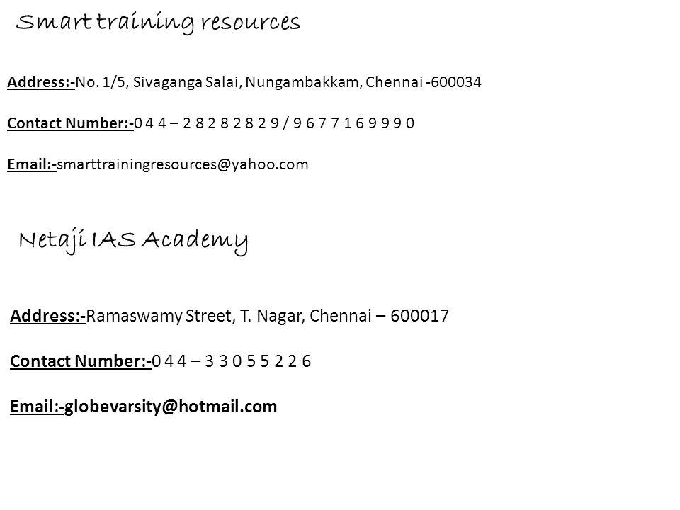 Smart training resources Address:-No.
