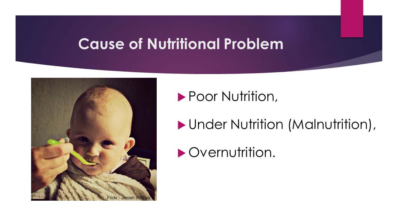 Cause of Nutritional Problem  Poor Nutrition,  Under Nutrition (Malnutrition),  Overnutrition.
