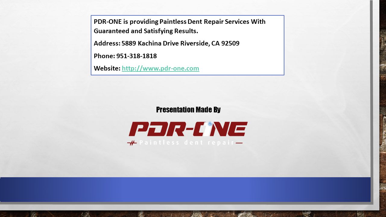 PDR-ONE is providing Paintless Dent Repair Services With Guaranteed and Satisfying Results.