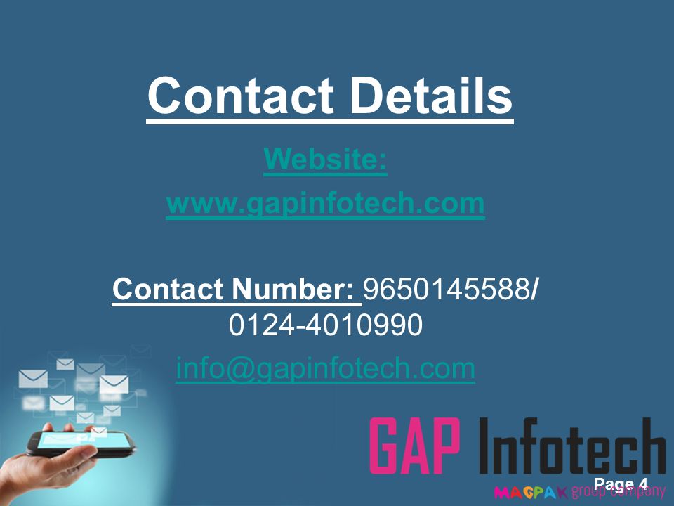 Page 4 Contact Details Website:   Contact Number: /