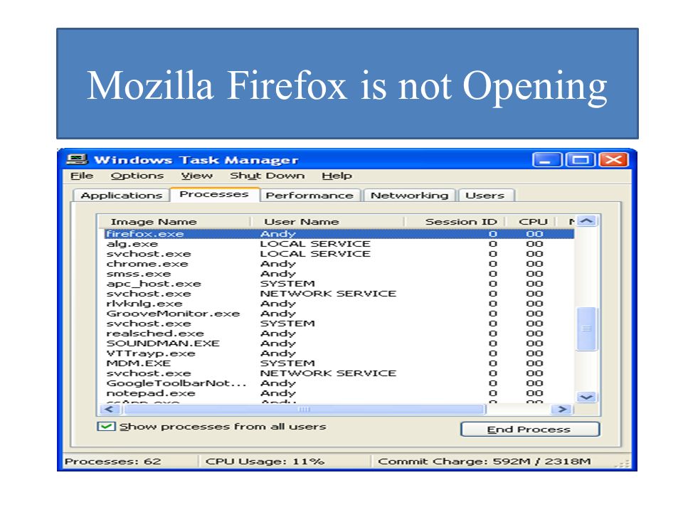 Mozilla Firefox is not Opening