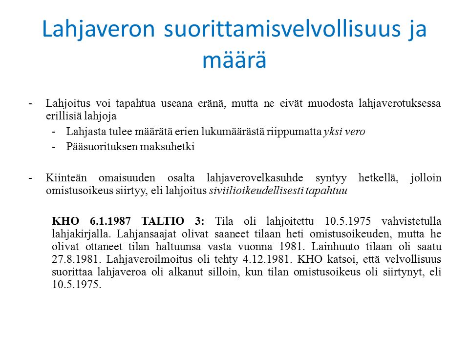 Luentoja perintö- ja lahjaverotuksesta Harri Alila. - ppt download