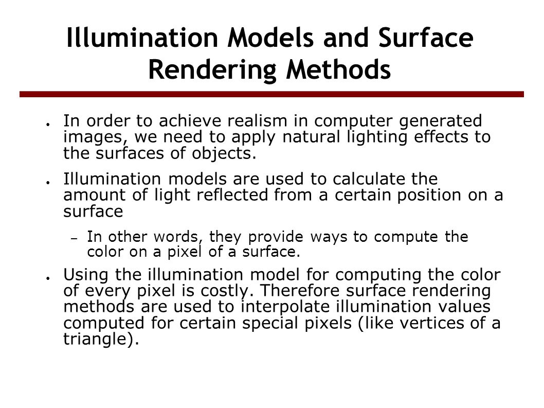 Illumination Models and Surface-Rendering Methods CEng 477 Introduction to Computer  Graphics. - ppt download