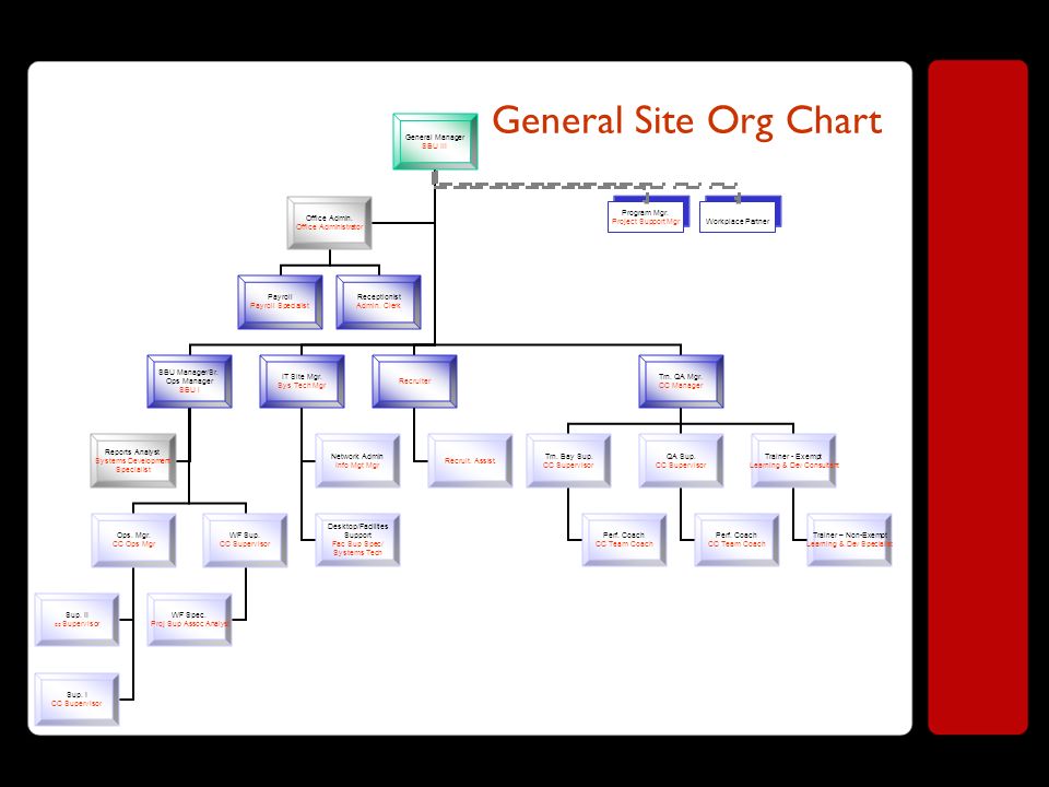 General Site Org Chart Workplace Partner Program Mgr.