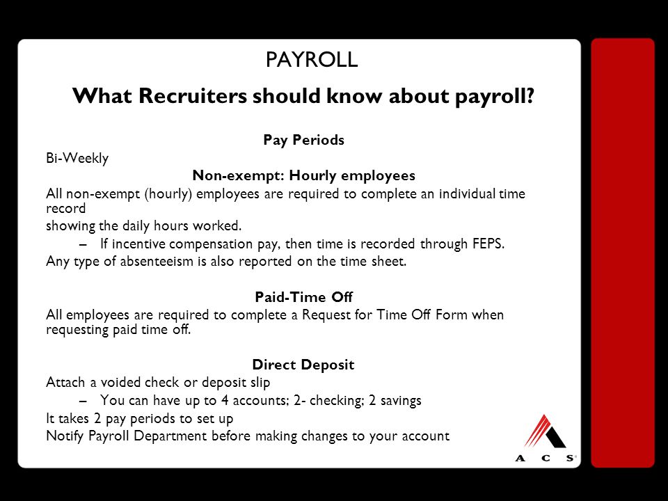 PAYROLL What Recruiters should know about payroll.