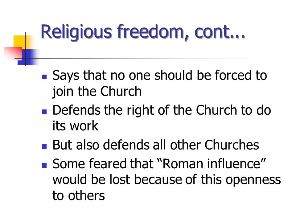 Religious freedom, cont...