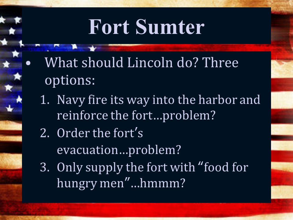 Fort Sumter What should Lincoln do.