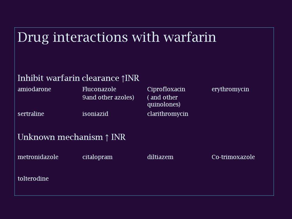 Erythromycin warfarin 3mg