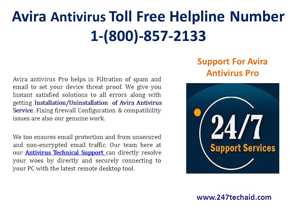 Avira Antivirus Toll Free Helpline Number 1-(800) Avira antivirus Pro helps in Filtration of spam and  to set your device threat proof.
