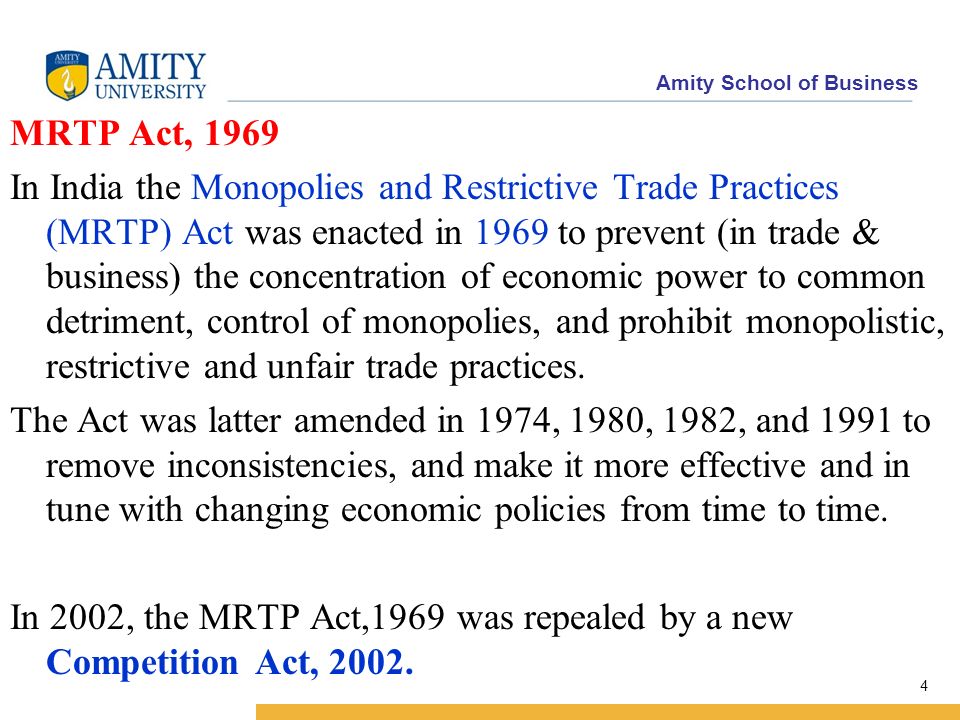 objectives of mrtp act