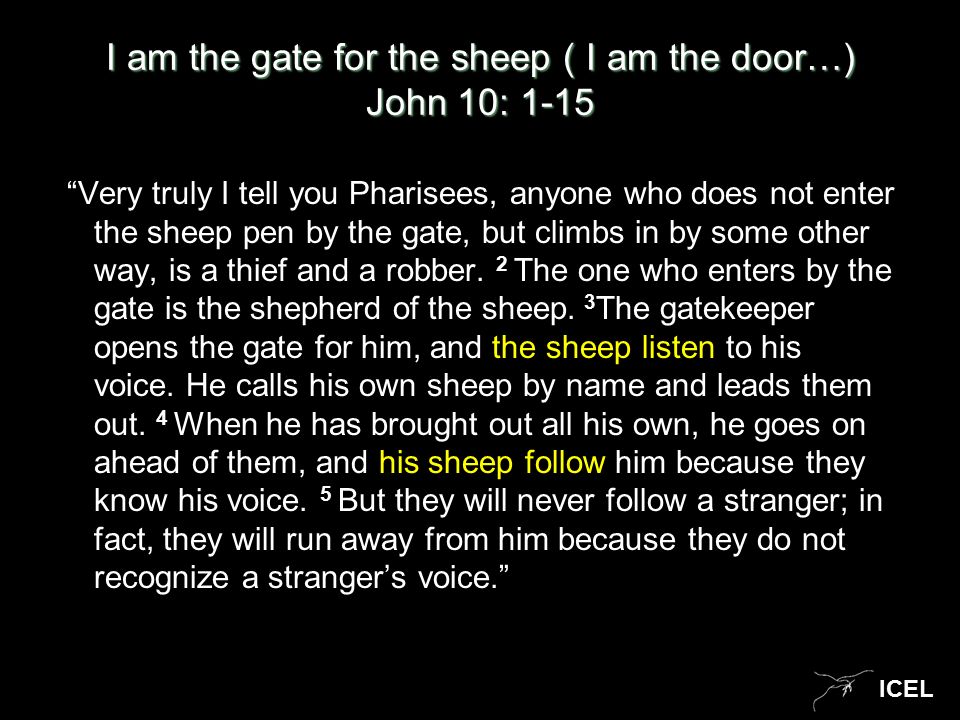 Icel I Am The Gate For The Sheep I Am The Door John 10 1 15