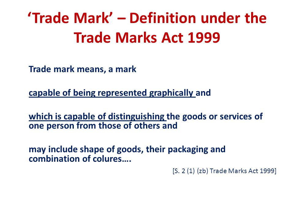 Trade marks act 1999 deals