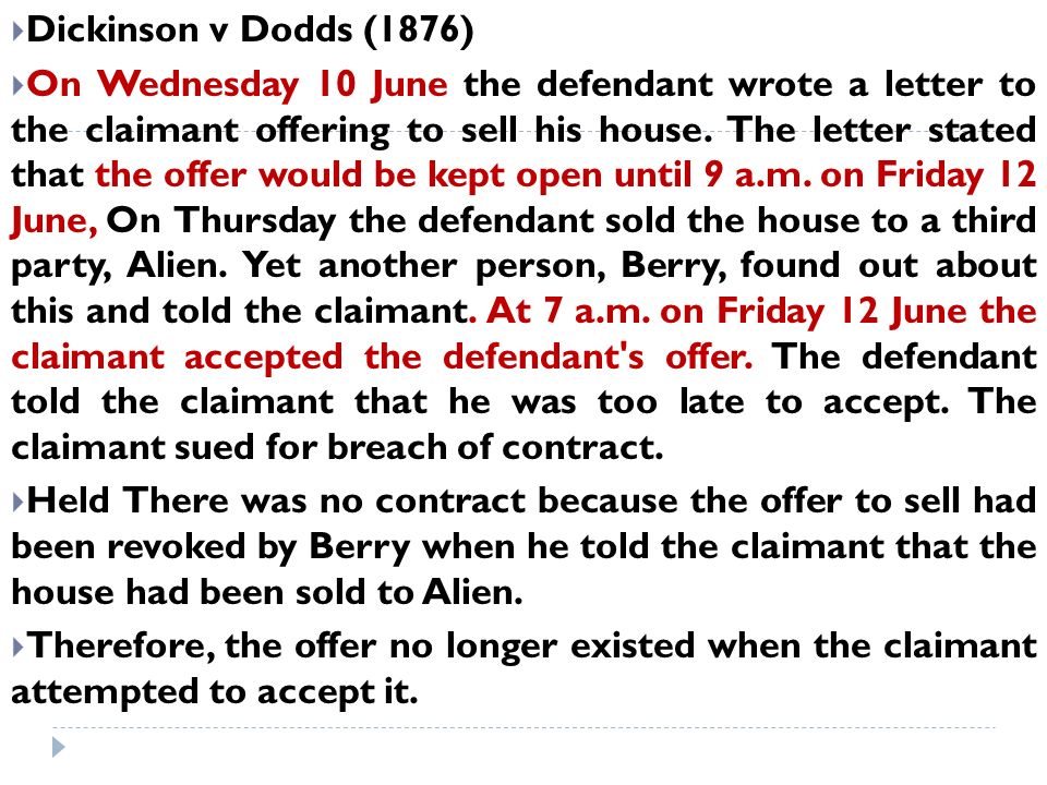 dickinson v dodds 1876 case summary