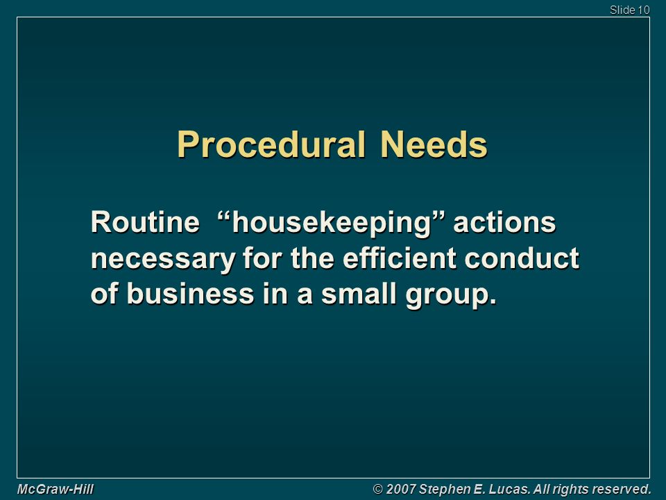 Slide 10 McGraw-Hill © 2007 Stephen E. Lucas. All rights reserved.
