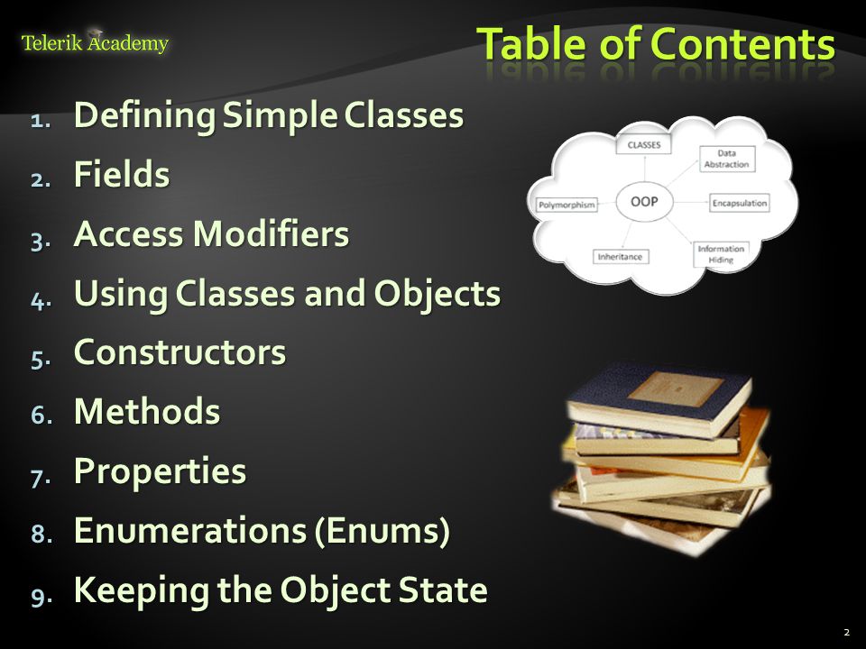 Classes, Fields, Constructors, Methods, Properties Telerik Software ...