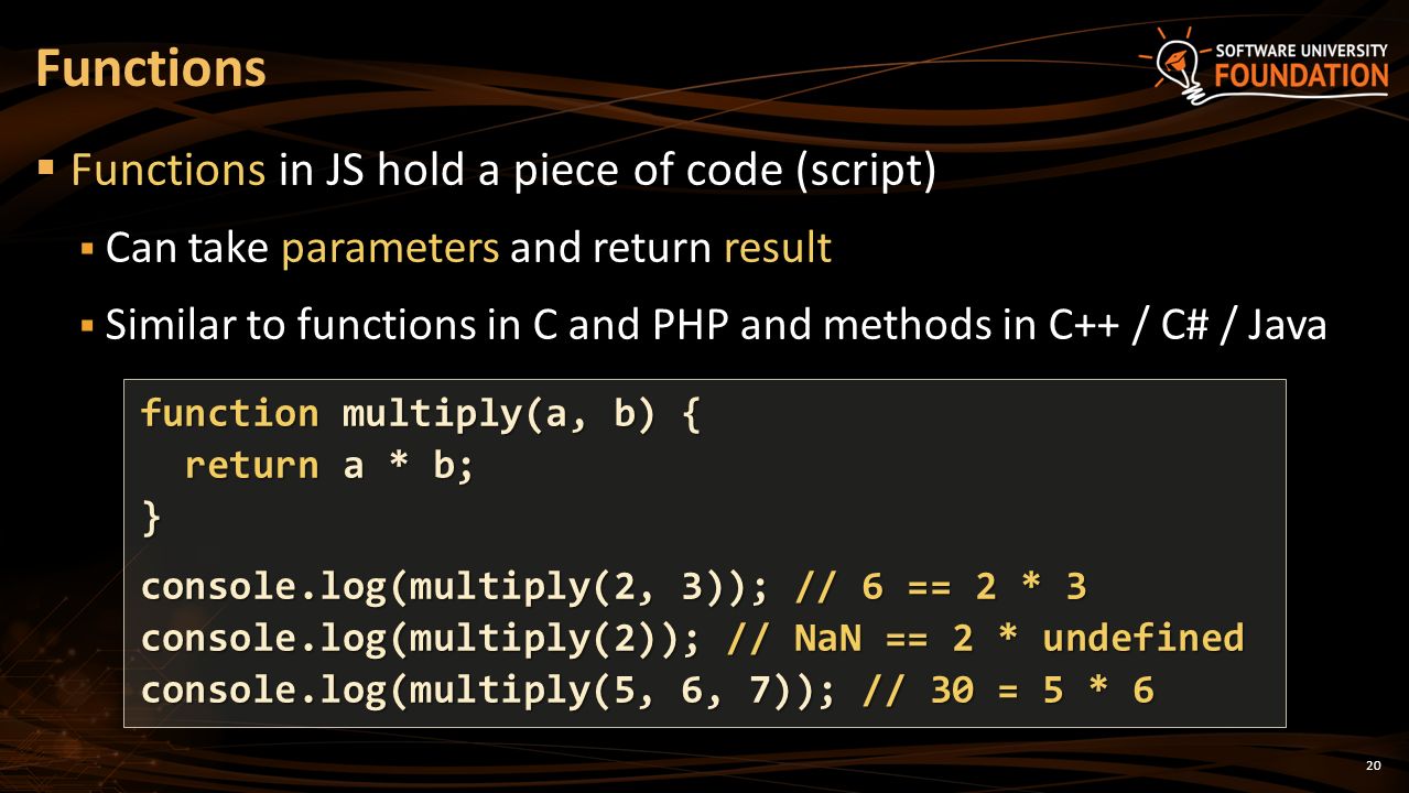 JavaScript Basics Syntax, Conditions, Loops, Functions, Objects, Arrays ...