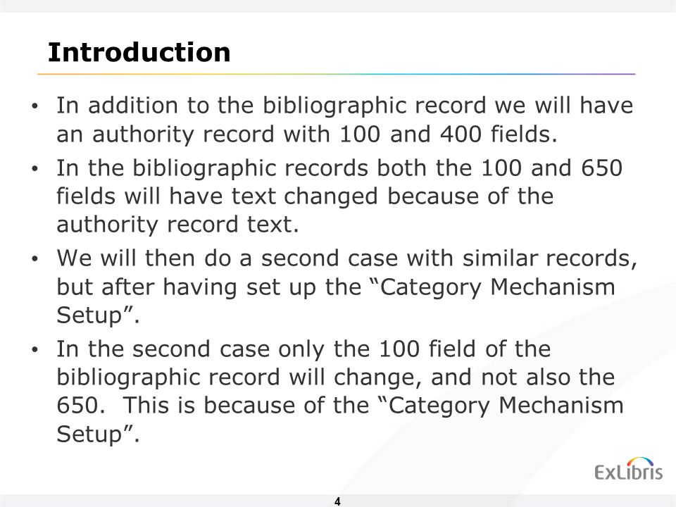 4 In addition to the bibliographic record we will have an authority record with 100 and 400 fields.