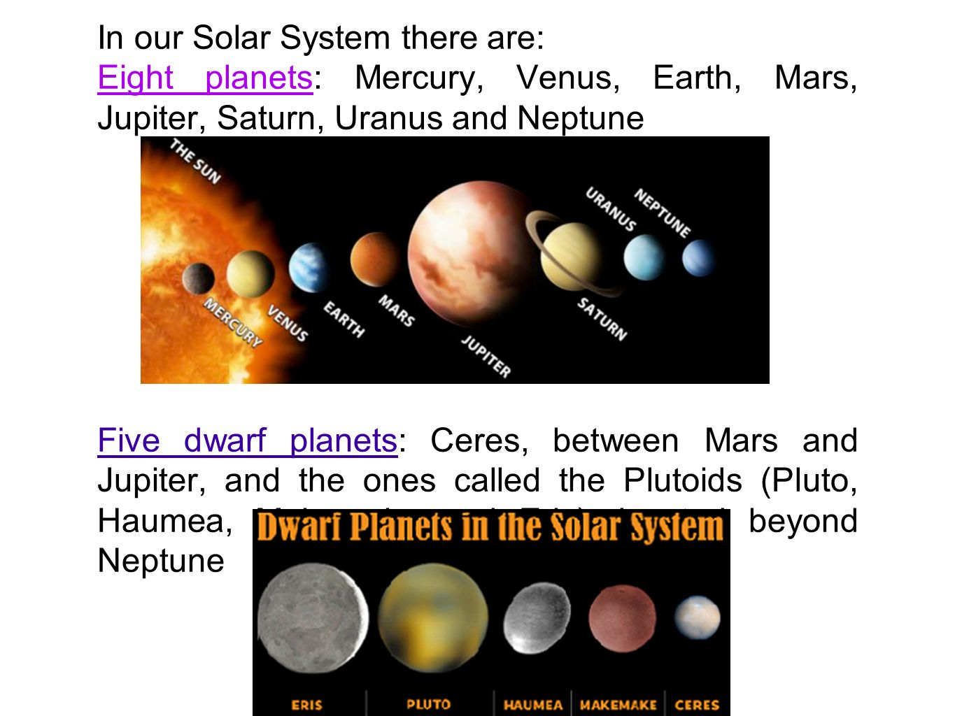 Unit 2 The Planets In The Solar System The Solar System