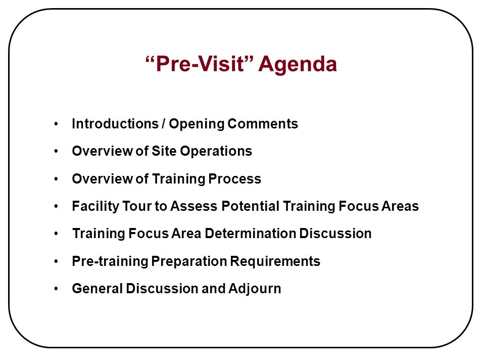 Pre-Visit Overview. Name Organization Current Position Introductions Let's  Get To Know One Another ! - ppt download