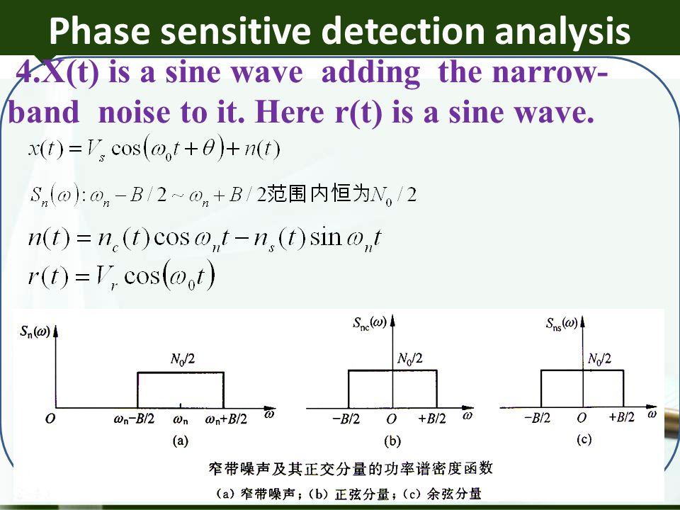 Phase sensitive detection analysis 4.X(t) is a sine wave adding the narrow- band noise to it.