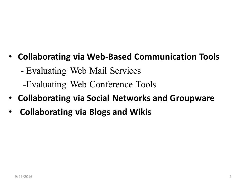 Unit 5 OTHER WAYS TO COLLABORATE ONLINE 9/29/ ppt download