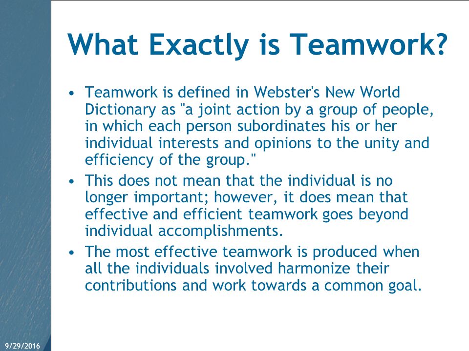 what does teamwork mean to you interview question