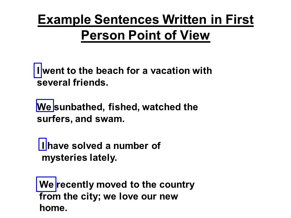 first person point of view sentences