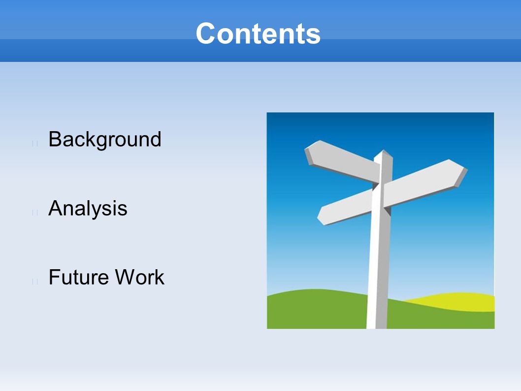 Contents Background Analysis Future Work