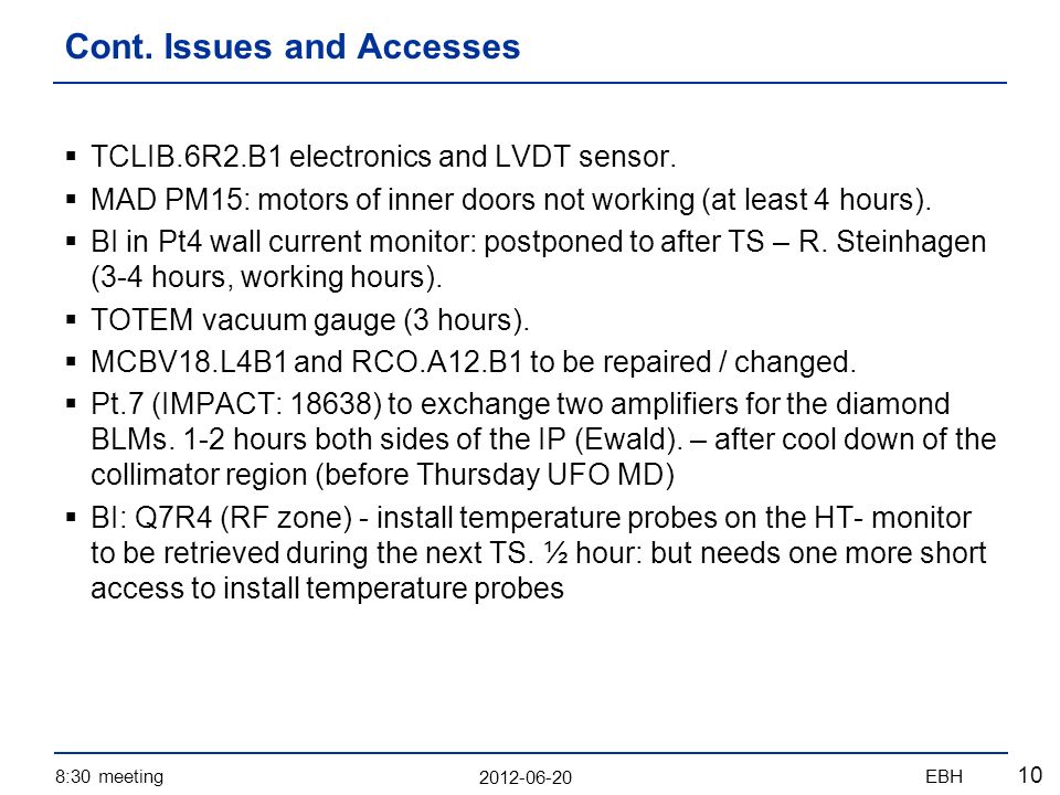 :30 meetingEBH 10  TCLIB.6R2.B1 electronics and LVDT sensor.